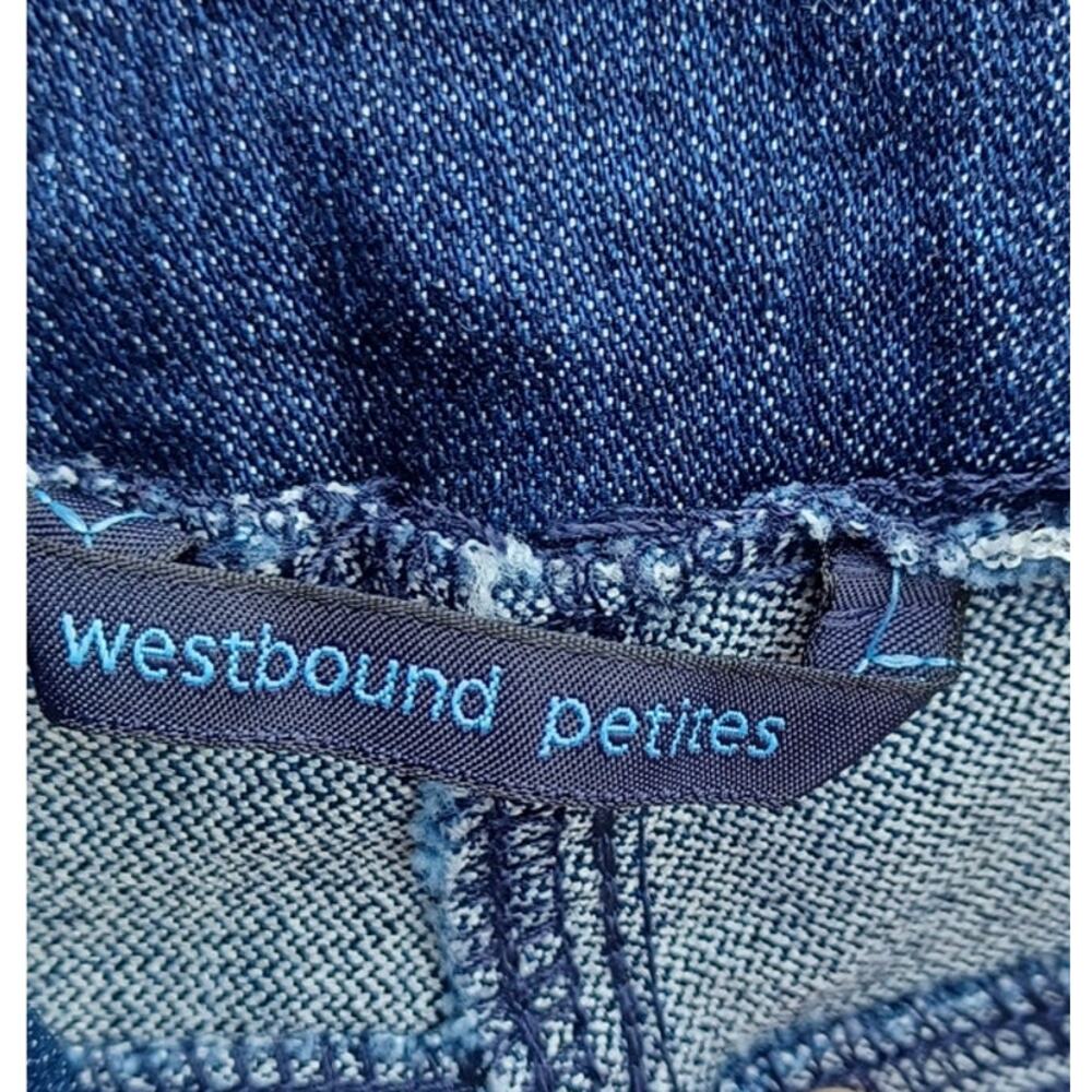 Petite 14P Stretch Denim Capris Pull On Blue Cropped Summer Casual - Picture 6 of 8
